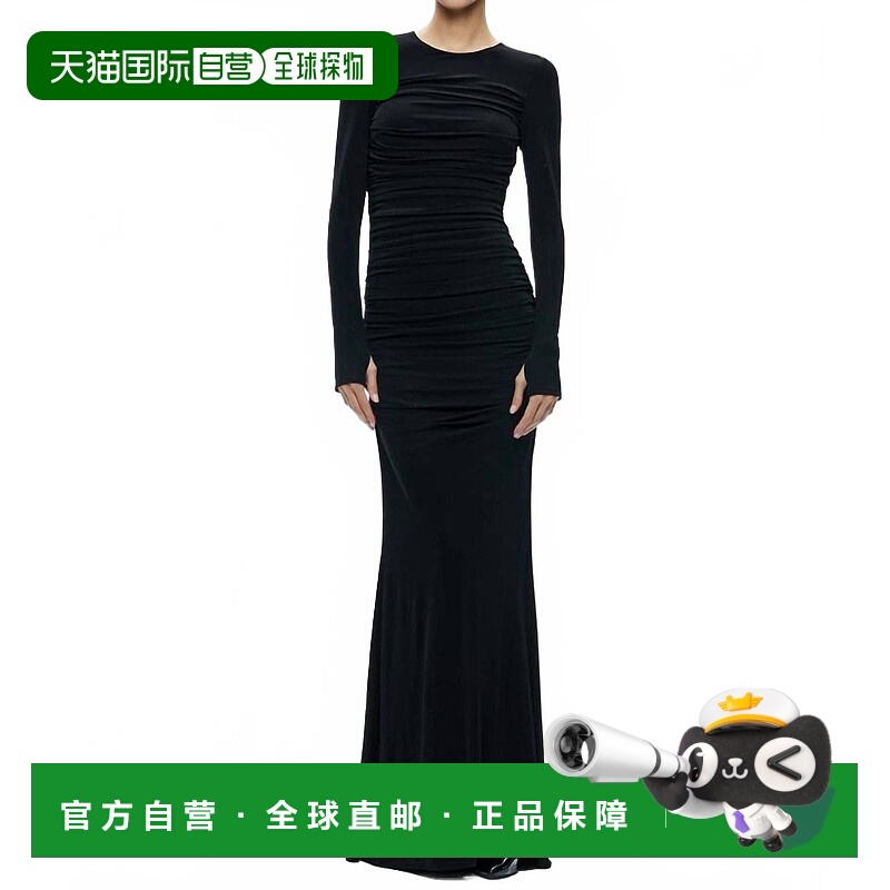 自营alice + oliviaKatherina长袖褶边长裙，黑色 美国奥莱直发