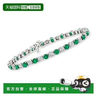 自营Ross-Simons Emerald and Diamond Tennis Bracelet in Sterl
