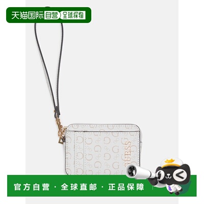 自营guessEldoria Logo Small Zip Wristlet Wallet - white 美国