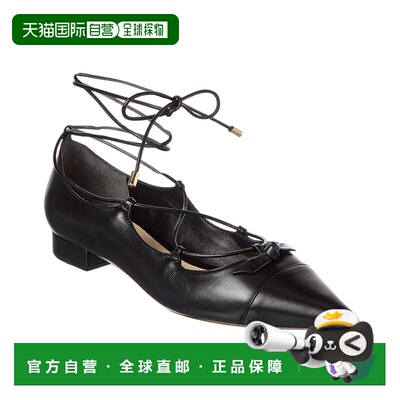自营Alexandre Birman修身Clarita系带皮革平底鞋-黑色 美国奥莱