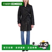 黑色 自营Tahari Natalie中号皮风衣 美国奥莱直发