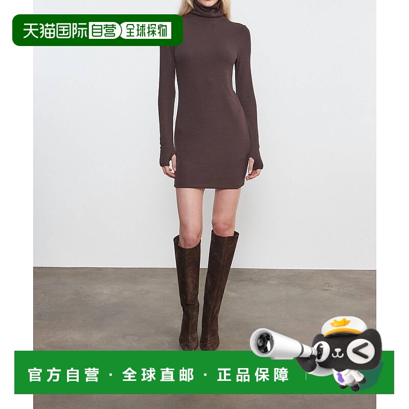 自营enza costaWomen's Knit Turtleneck Tunic Dress In Bitter