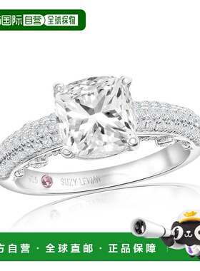自营Suzy Levian White Sterling Silver Cushion Cut White Cubi