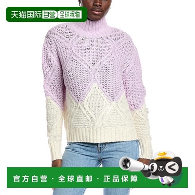 自营 autumn cashmere秋季羊绒双色钻石羊绒混纺毛衣-蓝色 美国奥