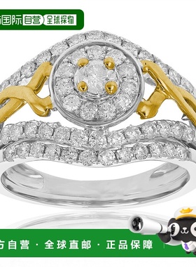 自营 vir jewels7/8 cttw 钻石婚礼订婚戒指套装 14K 白色黄金光