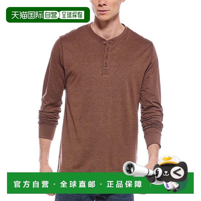 自营weatherproof vintage防风复古拉丝针织亨利衬衫-棕色 美国奥