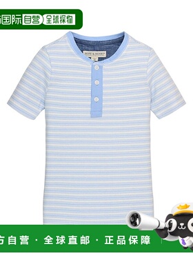 自营 Hope & Henry 短袖编织门襟亨利衫 - 蓝色 美国奥莱直发
