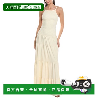 自营WeWoreWhat Smocked Maxi Dress - Beige 连衣裙美国奥莱直发