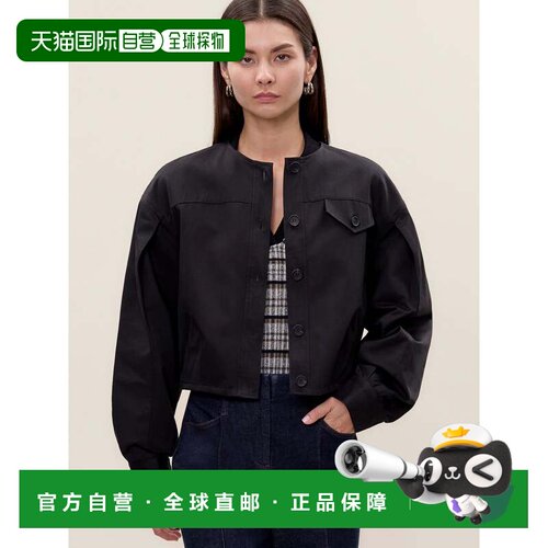 自营rebecca taylorAria皮棉夹克-黑色 美国奥莱直发