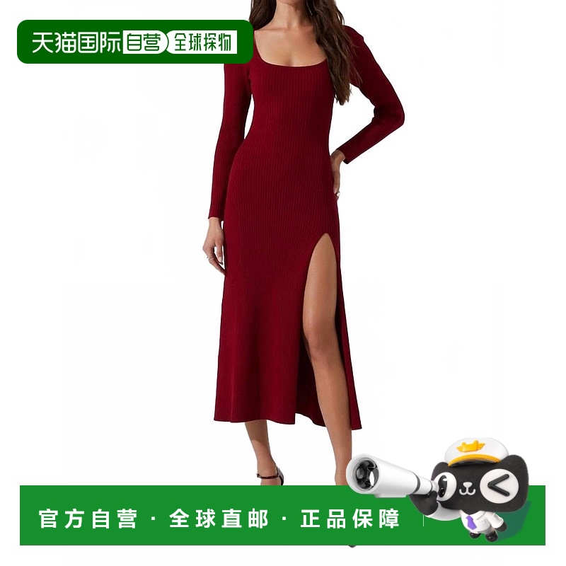 自营astr the label凯莉蔓越莓毛衣连衣裙 美国奥莱直发