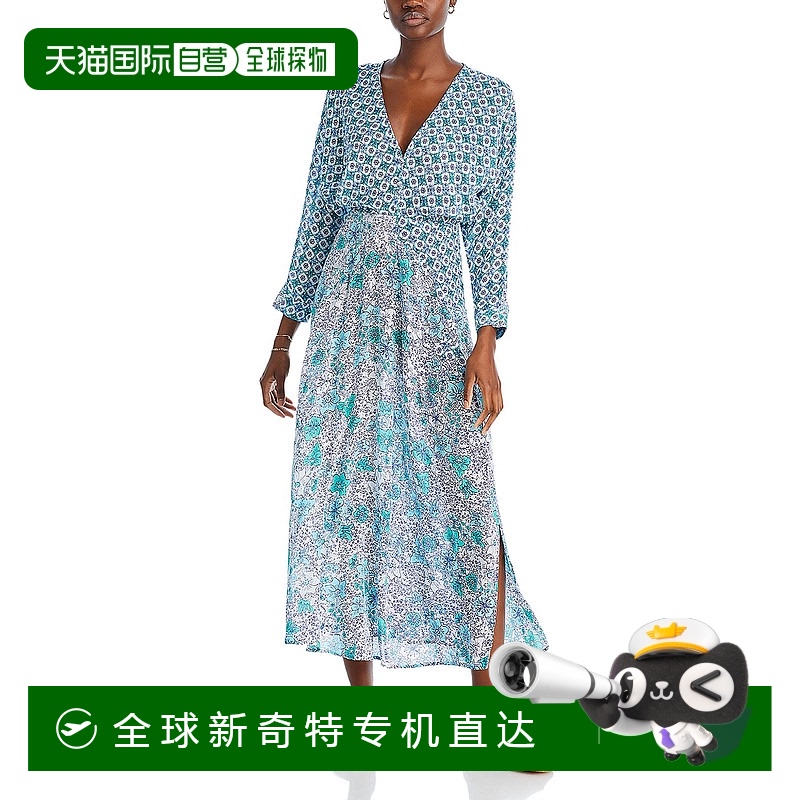 自營poupette st barthIlona 女士花卉蝙蝠袖長裙 - 藍色 naif fl