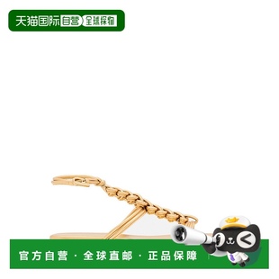 美国奥莱直发 金色 自营gianvito rossi圆形露趾梭织皮革凉鞋