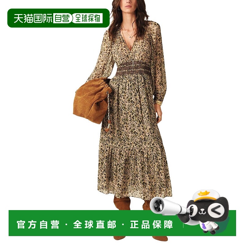 自营ba&sh珊瑚色连衣裙-淡褐色 美国奥莱直发