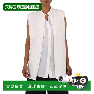 Burberry中性白色Suziesl 丝绸 Crepe Chine标志细节无袖 自营