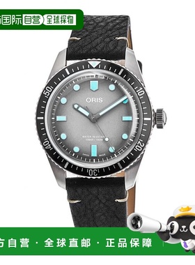 自营 Oris Divers Sixty-Five 灰色表盘皮革表带男士手表 01 733