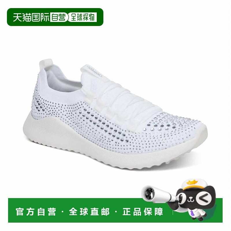 自营aetrex白色闪光女式Carly Arch支撑运动鞋-白色闪光 美国奥莱