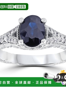 自营pompeii32ct 复古钻石黑色蓝宝石订婚戒指 14K 白金 - 14k 白