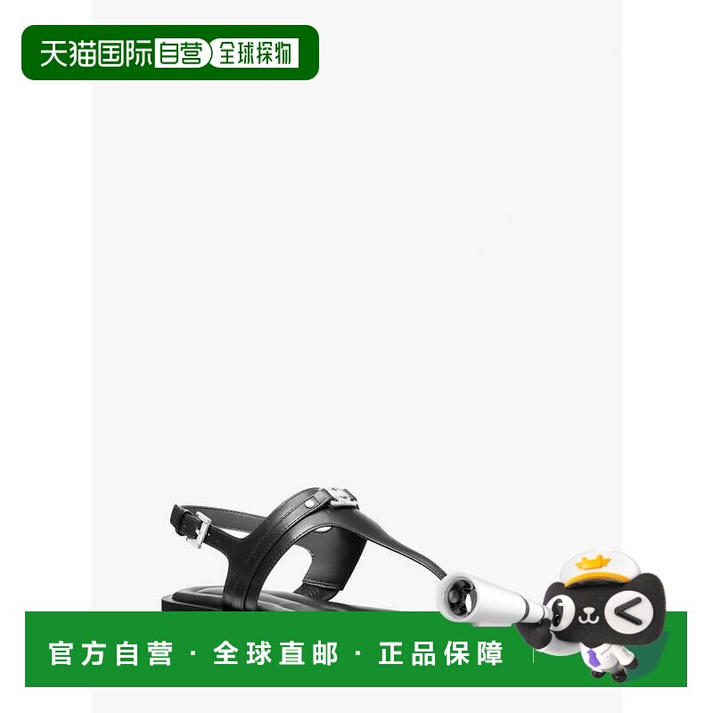 自营michael kors曼迪皮革T恤凉鞋-黑色 美国奥莱直发