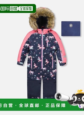自营deux par deuxOne-Piece Play Snowsuit Navy Unicorn Print