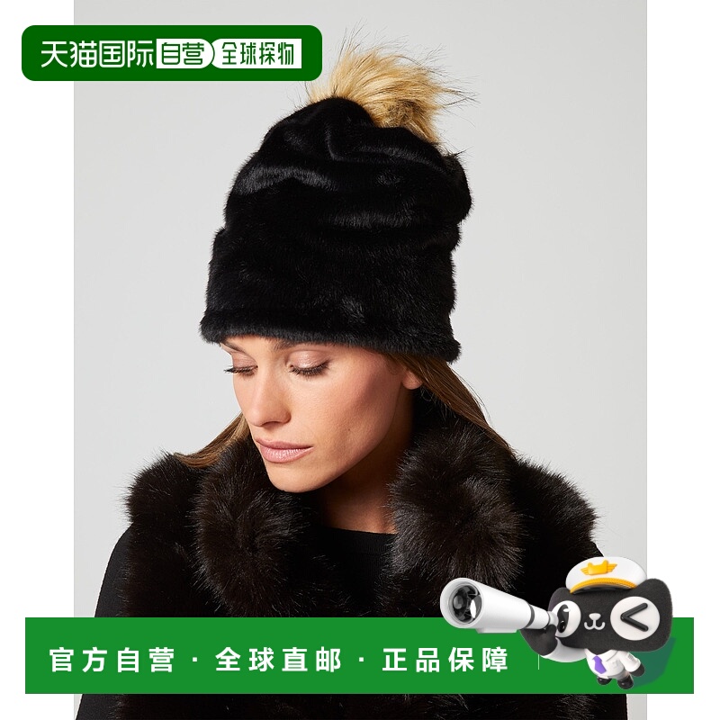 自营adrienne landauTeddy Mink Faux Fur Beanie - onyx 美国奥