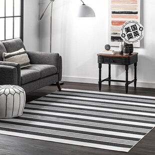 nuLOOM Lena Machine Washable Striped Area Rug - gray 【美国