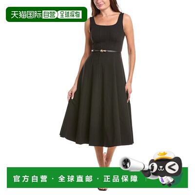 自营Gracia束带方领a字连衣裙-黑色 美国奥莱直发