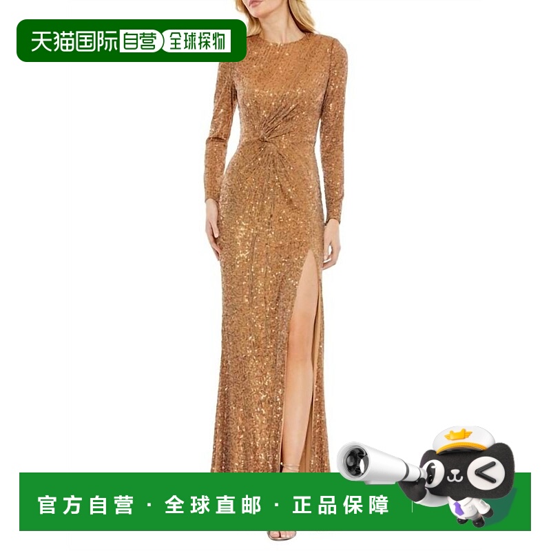 自营 mac duggalSequin Twist Gown In Antique Gold - antique g