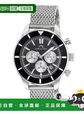 自营porsamo bleuBrandon男式不锈钢银色和黑色手表1011ABRS-黑色