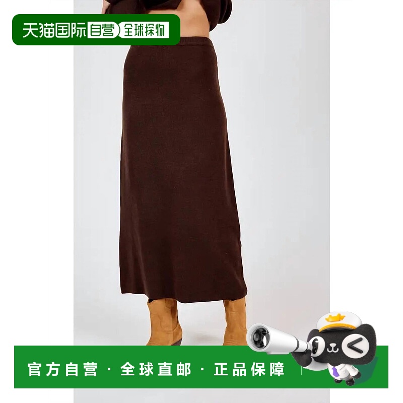 自营sadie & sage棕色晚风针织马克西短裙 美国奥莱直发