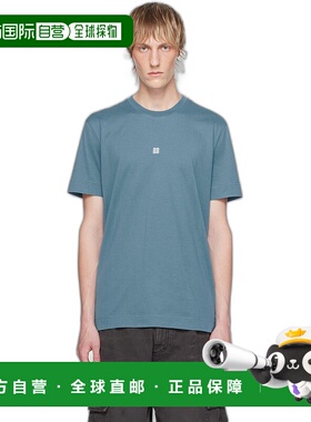 1h可退 香港直邮潮奢 Givenchy 纪梵希 男士 蓝色 4G T 恤 BM716G