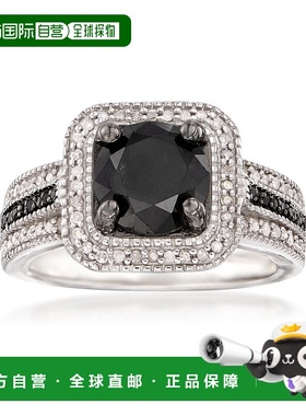 自营 925 纯银 Ross-Simons 黑白钻石戒指 - 白色 美国奥莱直发