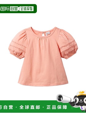 自营Janie and Jack蕾丝镶边泡泡袖上衣-橙色 美国奥莱直发