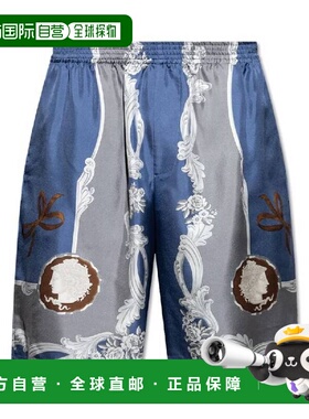 自营Versace Cameo Print Elasticated Waistband Silk Shorts -