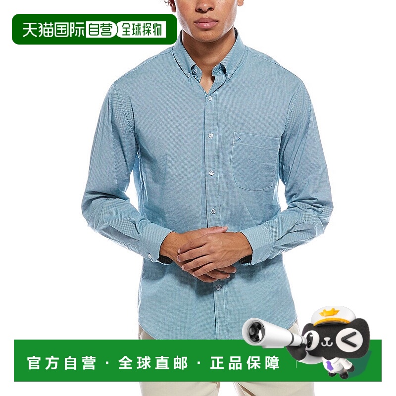 自营TailorByrd Signature Micro Gingham Shirt - blue 美国奥莱