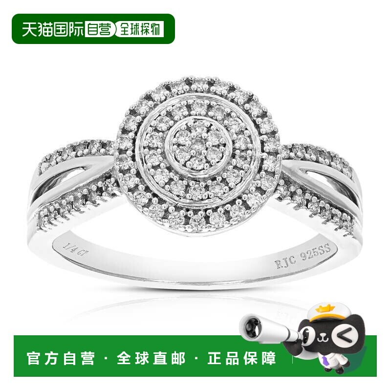 自营vir jewels1/4 克拉圆形实验室培育钻石女式订婚戒指 .925 纯