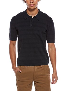 自营rag & bone Troy Zuma Toweling Polo Shirt - navy 美国奥莱