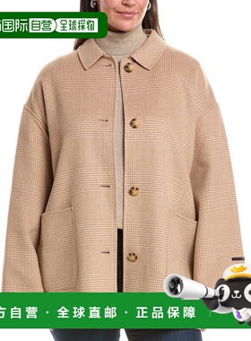 自营Marina Rinaldi Plus Nadia短羊毛混纺大衣-黄色 美国奥莱直