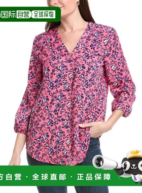 自营Jones New York V-Neck Tunic Blouse - pink 美国奥莱直发