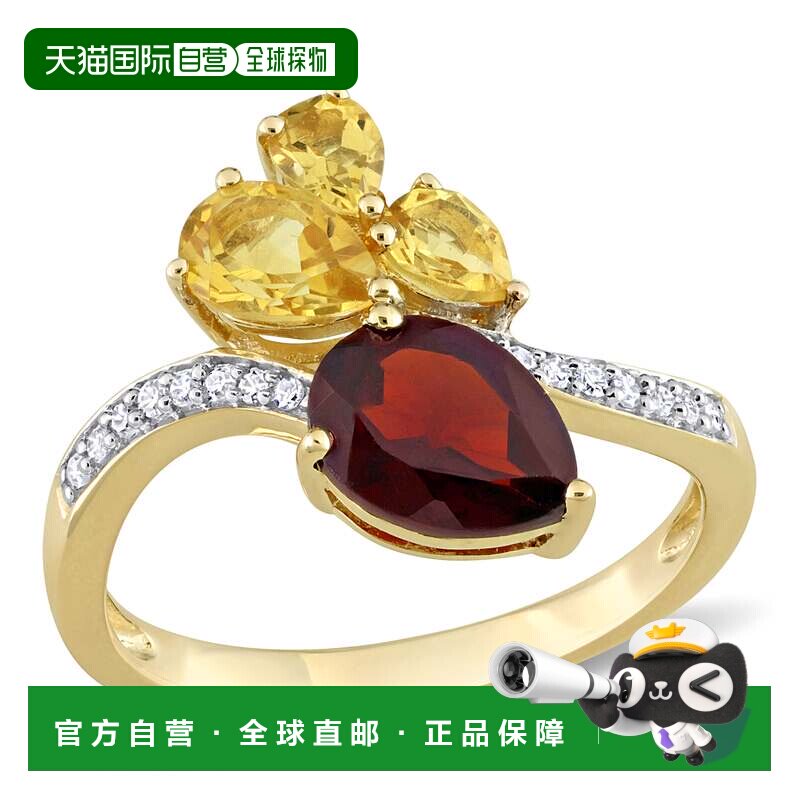 自营mimi & max2 CT TGW 梨形石榴石和黄水晶和 1/10 CT TW 钻石