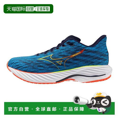 自营Mizuno Wave Rider 28蓝色步伐/绿色Gecko J1GC240356男子-蓝