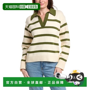 Factory green Striped Sweater 美国奥 Collared 自营English