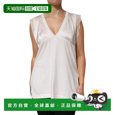 自营PINKO Silk Blend Lace Trim Sleeveless V-Neck Women’s Wo