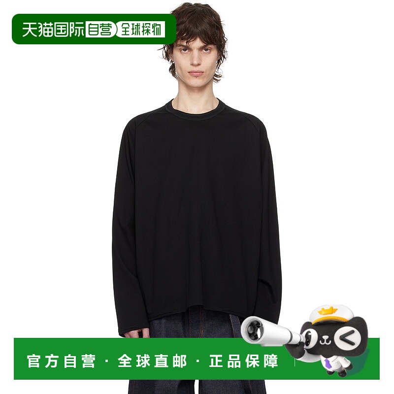 1h可退 香港直邮潮奢 Sacai 男士 黑色长袖 T 恤 2503678M