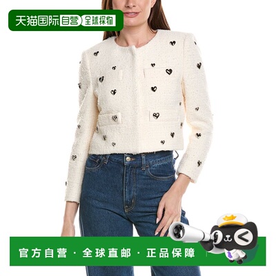 自营Milly Pheobe心形贴花羊毛混纺夹克-白色 美国奥莱直发