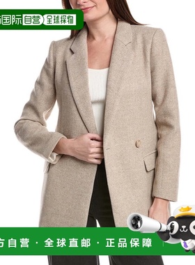 自营1.STATE Single-Breasted Herringbone Wool-Blend Blazer -