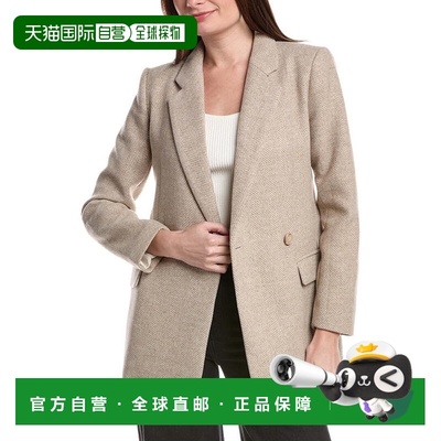 自营1.STATE Single-Breasted Herringbone Wool-Blend Blazer -