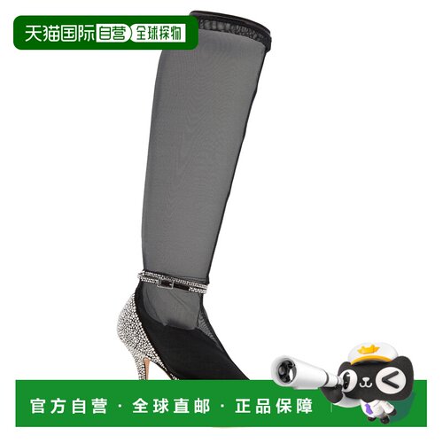 自营Jimmy Choo X Mugler Hoisery网眼高跟鞋-黑色/银色 美国奥莱