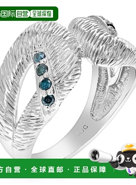 自营 vir jewels 0.15 克拉蓝色钻石戒指 .925 纯银镀铑 - 银 美