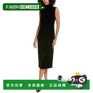 Neck Funnel Velvet 美国奥莱直 Dress black Midi 自营Theory