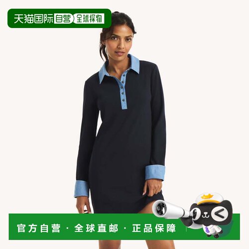 美国直邮自营Nautica混合媒体Polo连衣裙-jetty蓝色 美国奥莱直